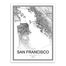 Charger l'image dans la galerie, Black White Custom World City Map Paris London New York