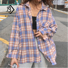 Charger l'image dans la galerie, New Arrival Women Vintage Plaid Oversized Blouse Batwing
