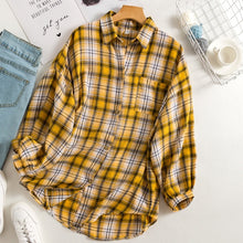 Charger l'image dans la galerie, New Arrival Women Vintage Plaid Oversized Blouse Batwing
