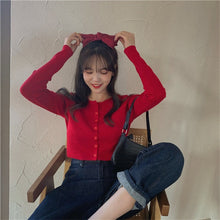 Charger l'image dans la galerie, Korean Style O-neck Short Knitted Sweaters Women
