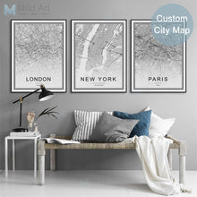 Charger l'image dans la galerie, Black White Custom World City Map Paris London New York
